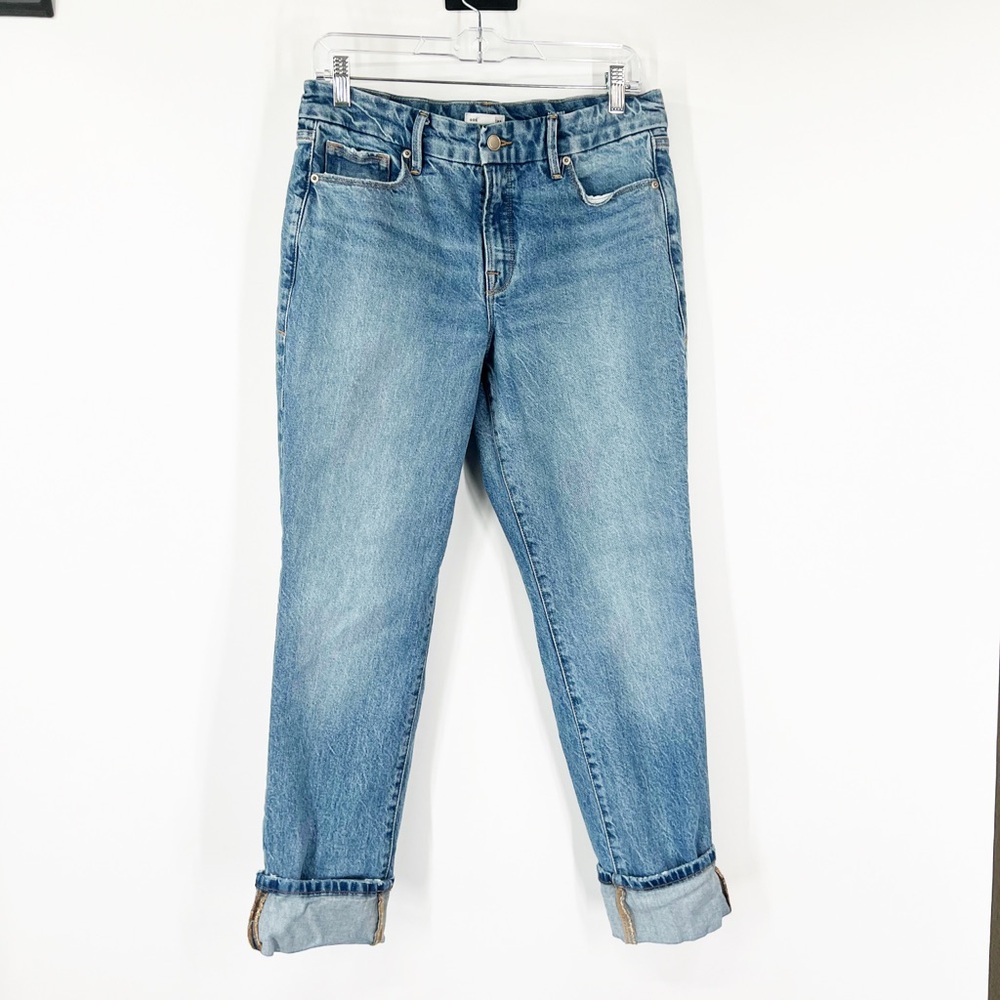 Good American Mid-Rise Good Classic Slim Jeans Cuffed